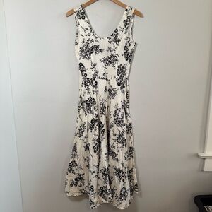 Phool 100% Cotton Black and White Floral Midi Dress, Size M